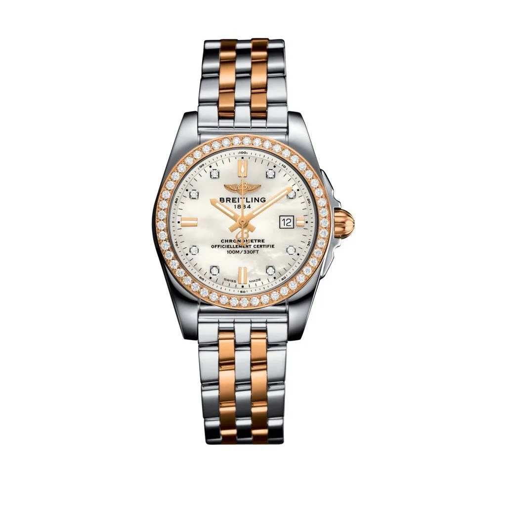 BREITLING Galactic Quartz Steel & Rose Gold Mother-Of-Pearl Dial Ladies Watch C7234853/A792 791C