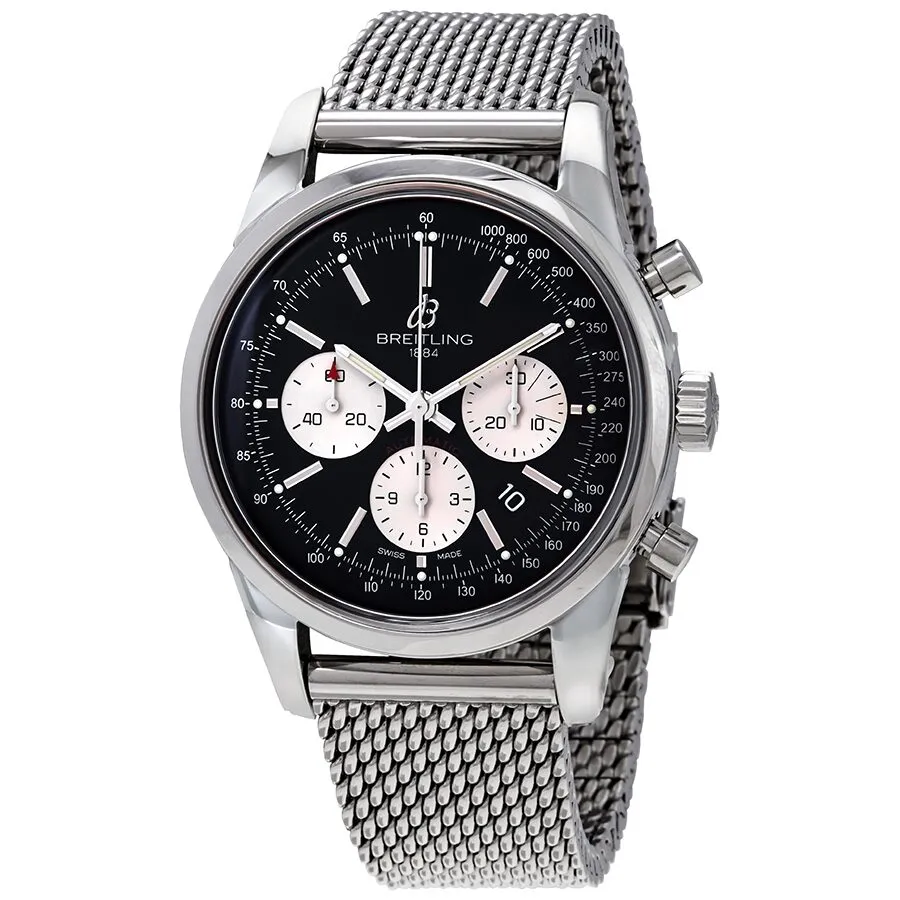 Breitling Transocean Chronograph Automatic Chronometer Black Dial Men's Watch AB015212/BF26/154A