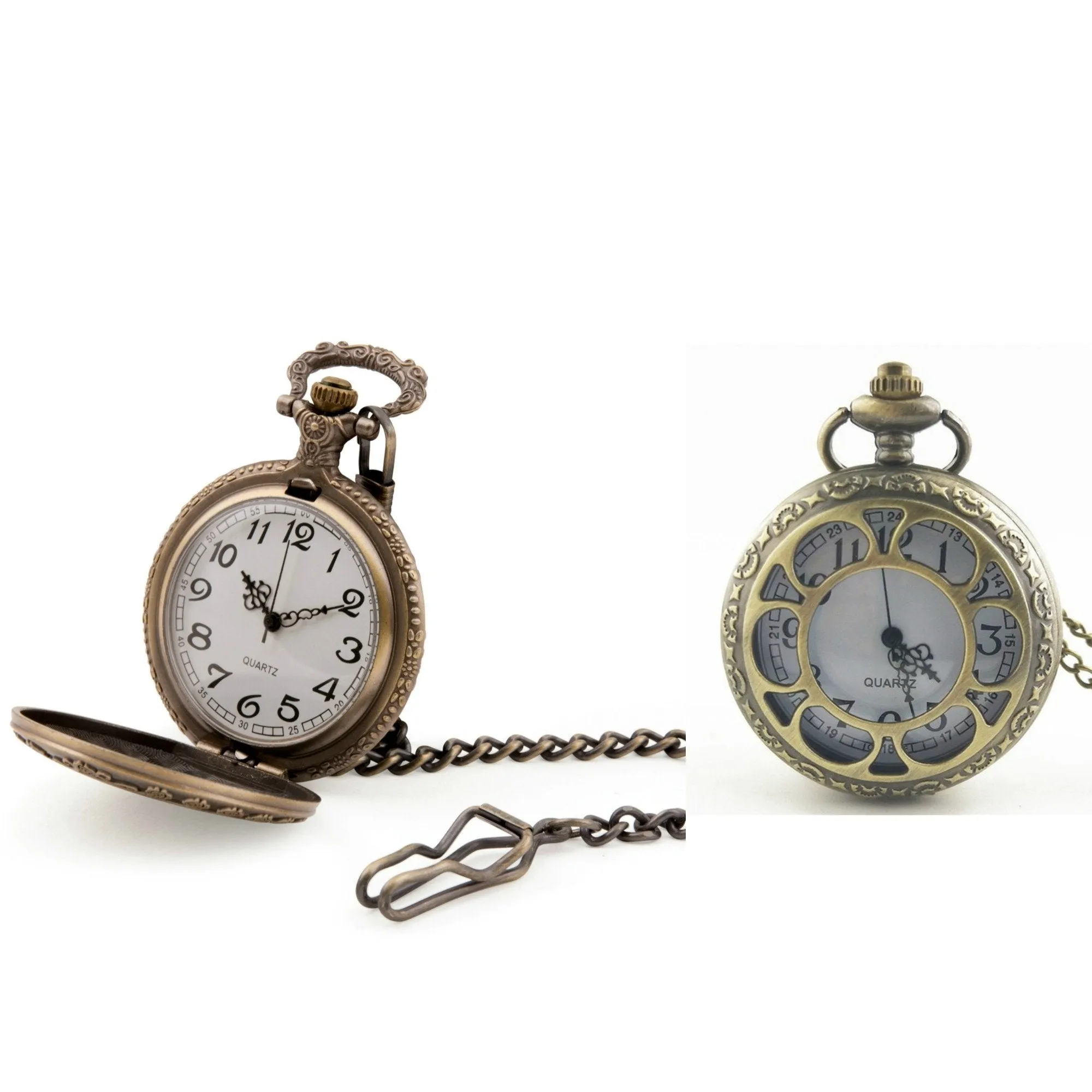 Bronze Cut Out Quartz Pocket Watch