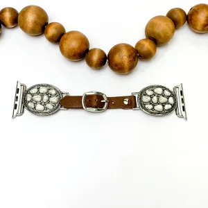 Brown Smart Watch Band with Ivory Stone Cluster