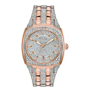 Bulova Crystal Collection Watch with 40MM Silvertone Sqaure Dial and Stainless Steel Bracelet. 98B324
