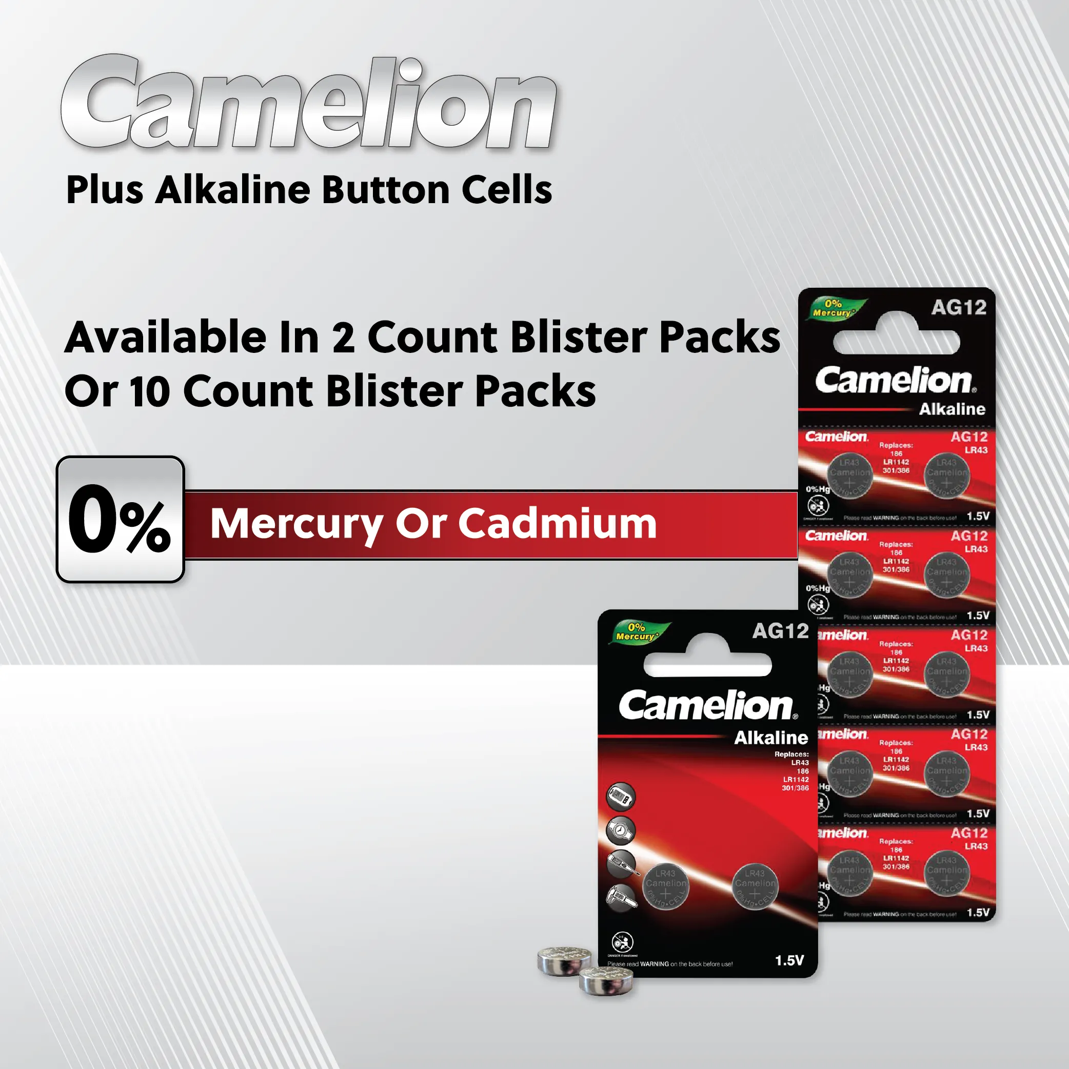 Camelion AG13 / 357 / LR44 1.5V Coin Cell Battery Pack of 10
