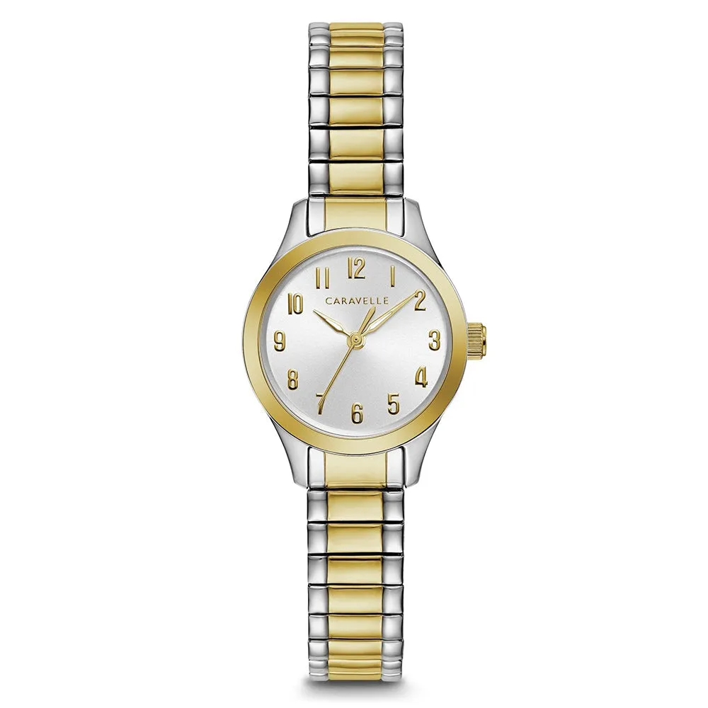 Caravelle Dress Womens Two-Tone Stainless Steel Bracelet Band Silver Quartz Dial Watch - 45L177