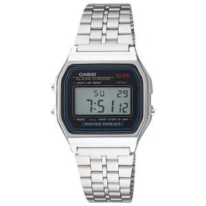 Casio Mens Classic Grey Dial Silver Stainless Steel Band Digital Display Bracelet Watch - A159W-N1DF