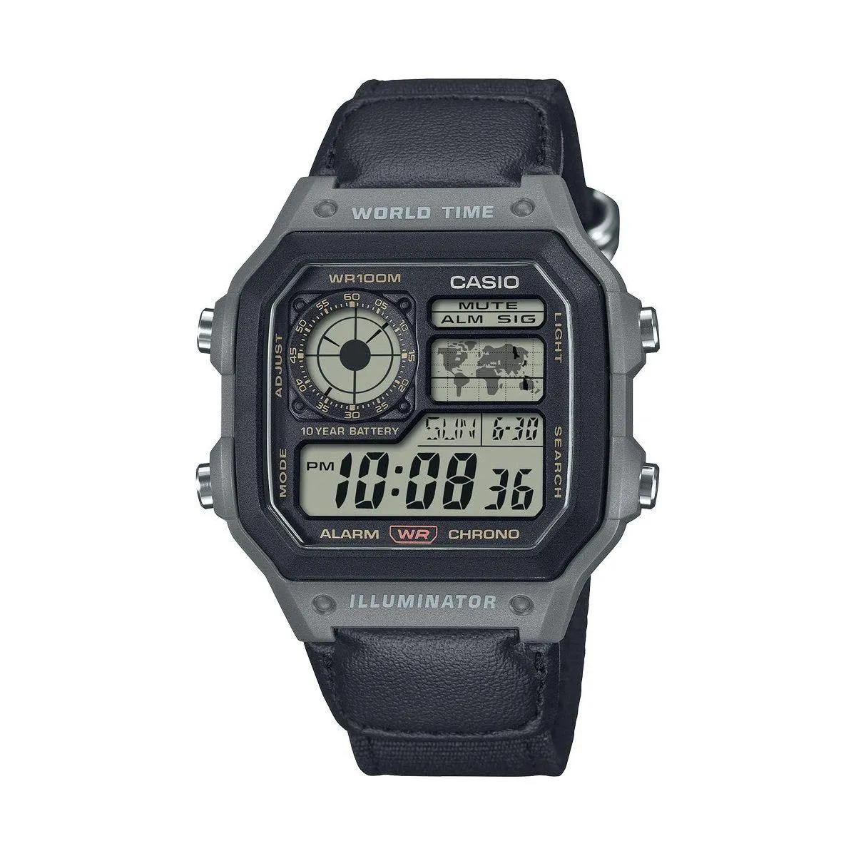 CASIO SPORT Mod. WORLD TIME ILLUMINATOR 5 ALARMS - FUTURE CLASSIC COLLECTION - KHAKI BLACK