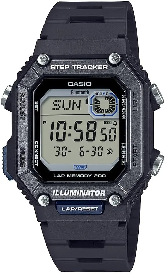 Casio WS-B1000 Series | Men's Digital Watch | (Black) | 100M WR | Step Tracker | LED Illuminator | 100 SEC Chronograph | Daily Alarm | 2-Year Battery