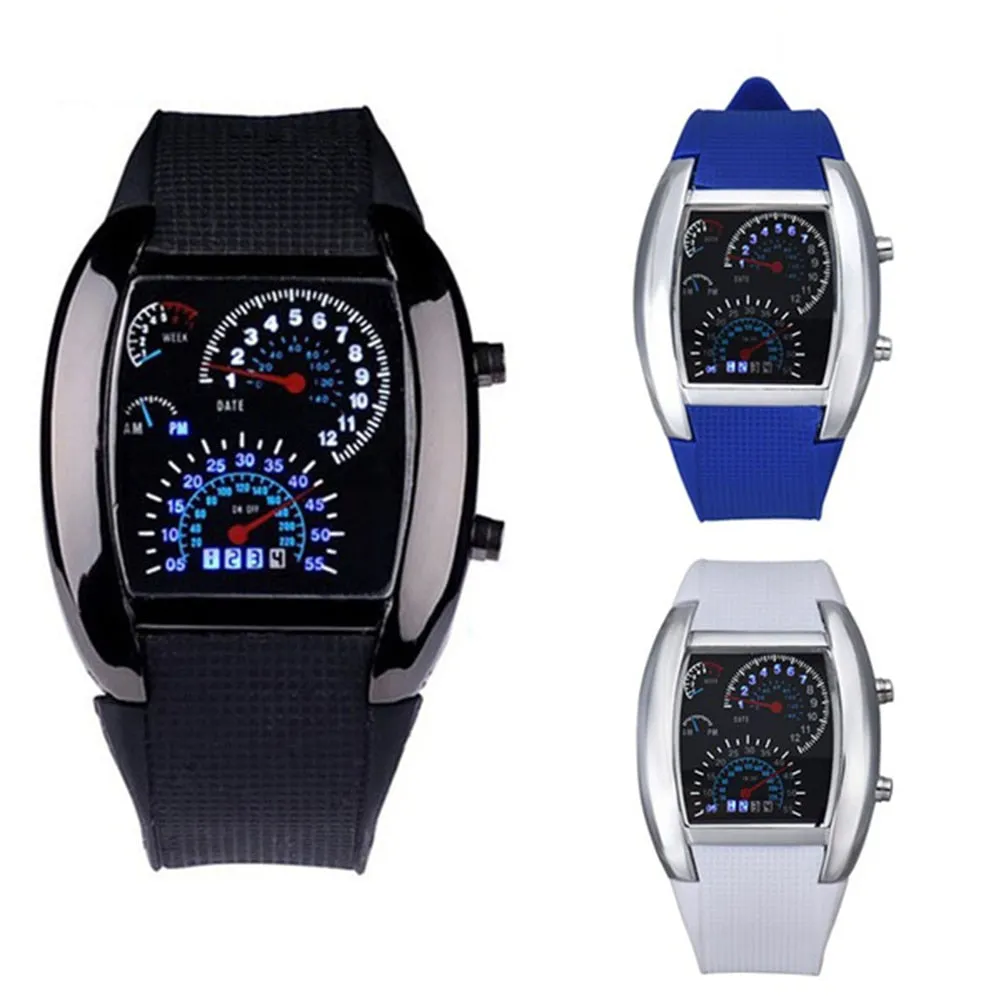 Casual LED Digital Display Silicone Band Dashboard Sports Wrist Watch