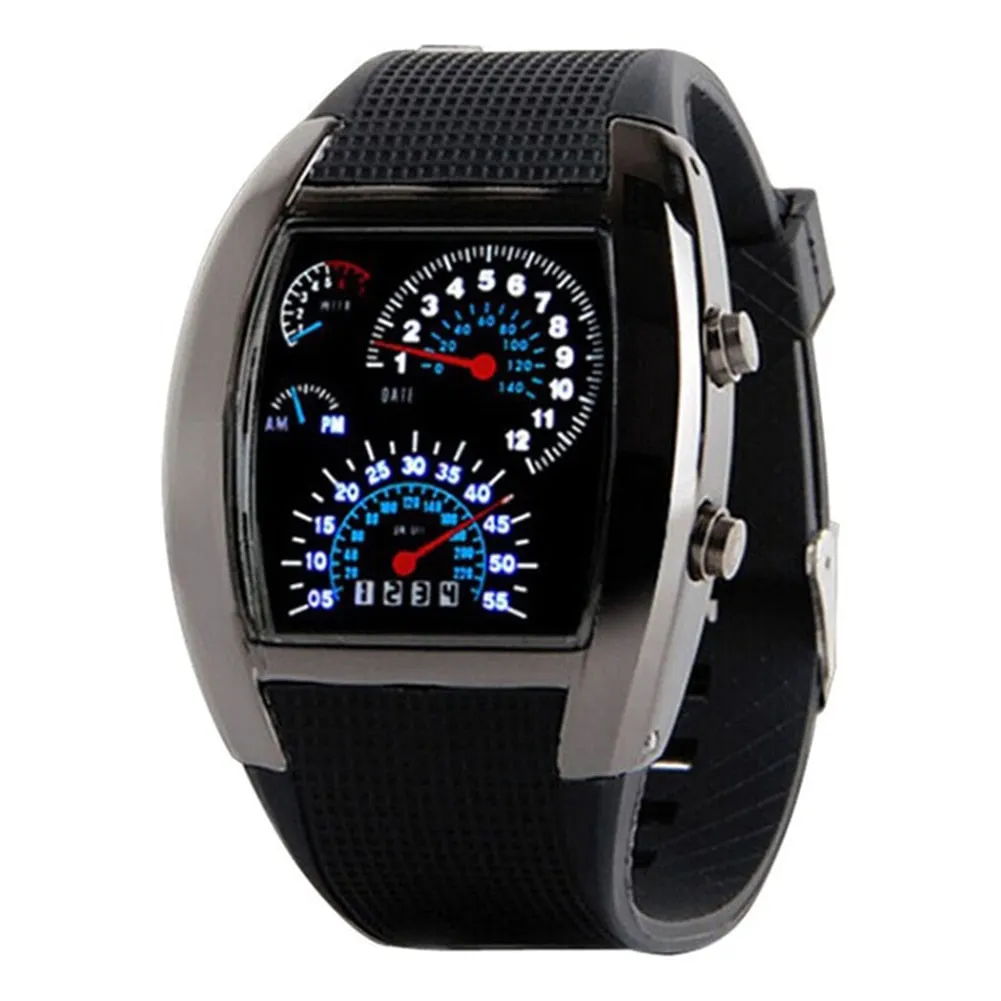 Casual LED Digital Display Silicone Band Dashboard Sports Wrist Watch