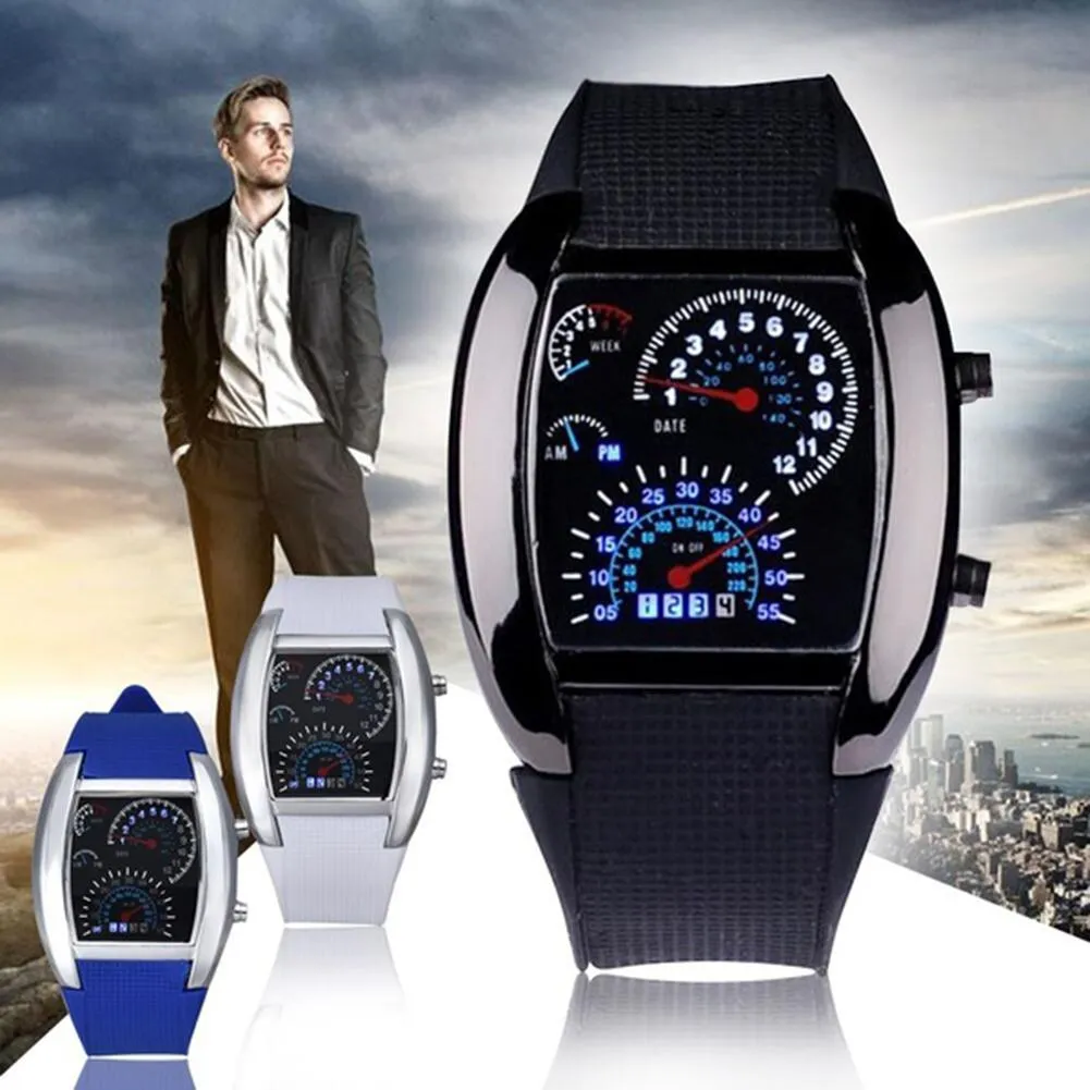 Casual LED Digital Display Silicone Band Dashboard Sports Wrist Watch