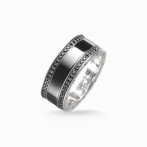 Ceramic Pave Ring Black Silver Ring | Thomas Sabo