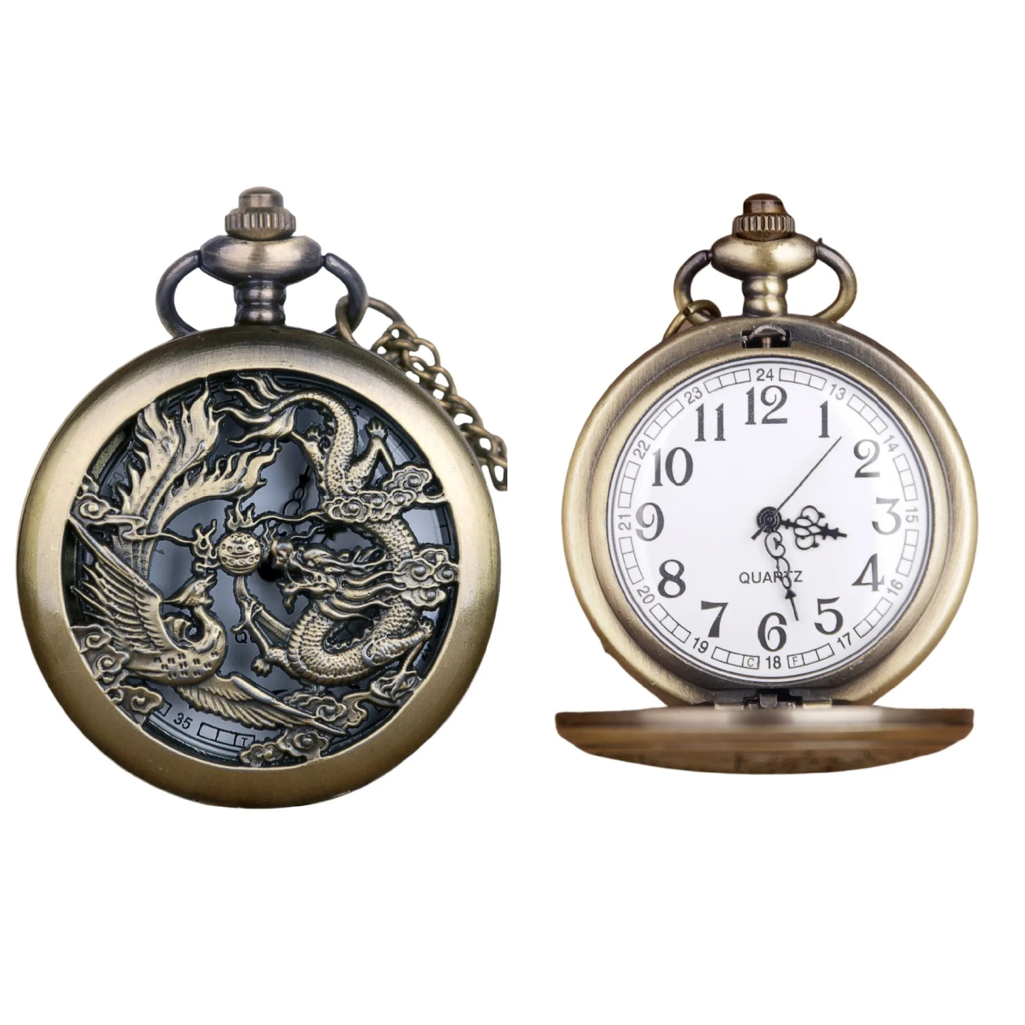 Chinese Dragons Quartz Pocket Watch