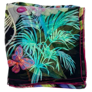 Chopard Scarf Black Animal World Design - Extra Large Chiffon Silk Wrap