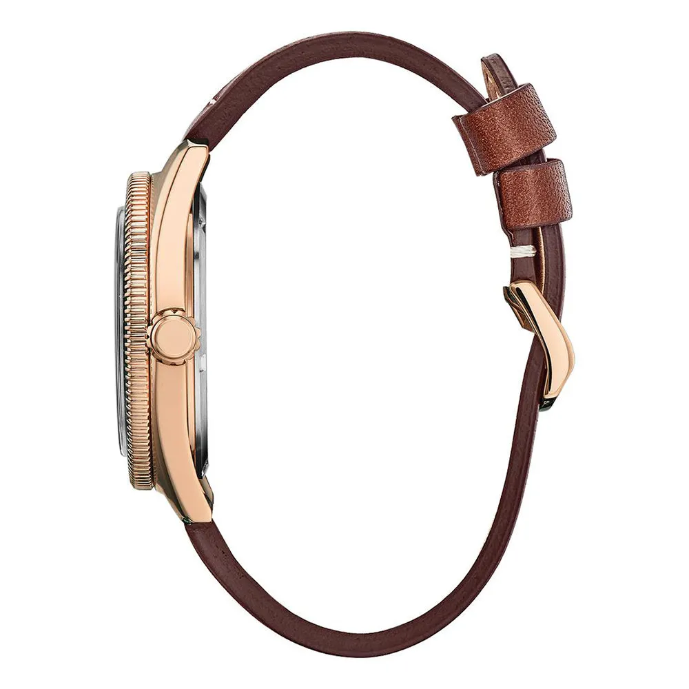 Citizen Brycen Eco Drive Mens Brown Leather Band Brown Quartz Dial Watch - AW1593-06X