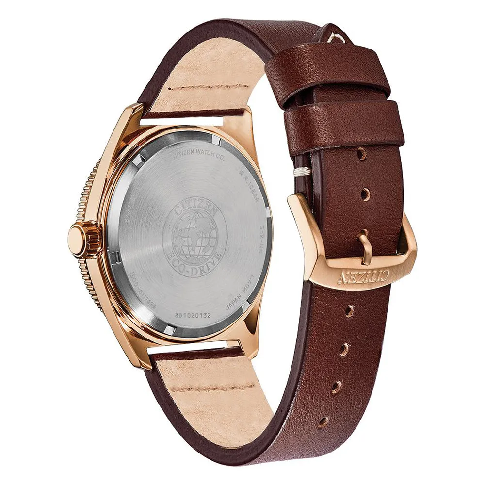 Citizen Brycen Eco Drive Mens Brown Leather Band Brown Quartz Dial Watch - AW1593-06X