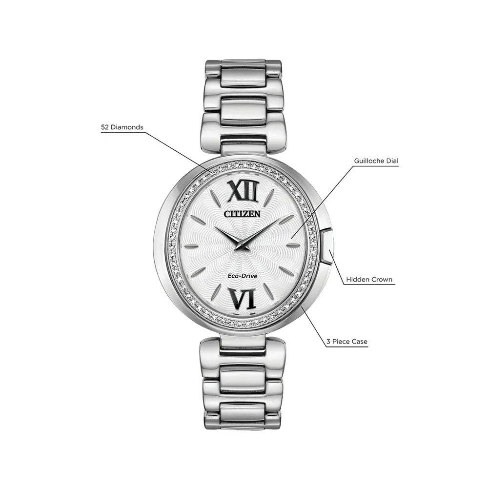Citizen Capella Eco-Drive Womens Silver-Tone Stainless Steel Band Silver Quartz Dial Watch - EX1500-52A
