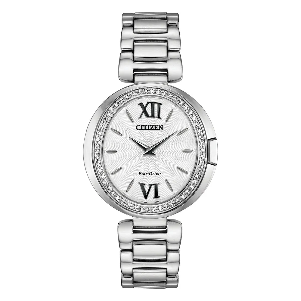 Citizen Capella Eco-Drive Womens Silver-Tone Stainless Steel Band Silver Quartz Dial Watch - EX1500-52A