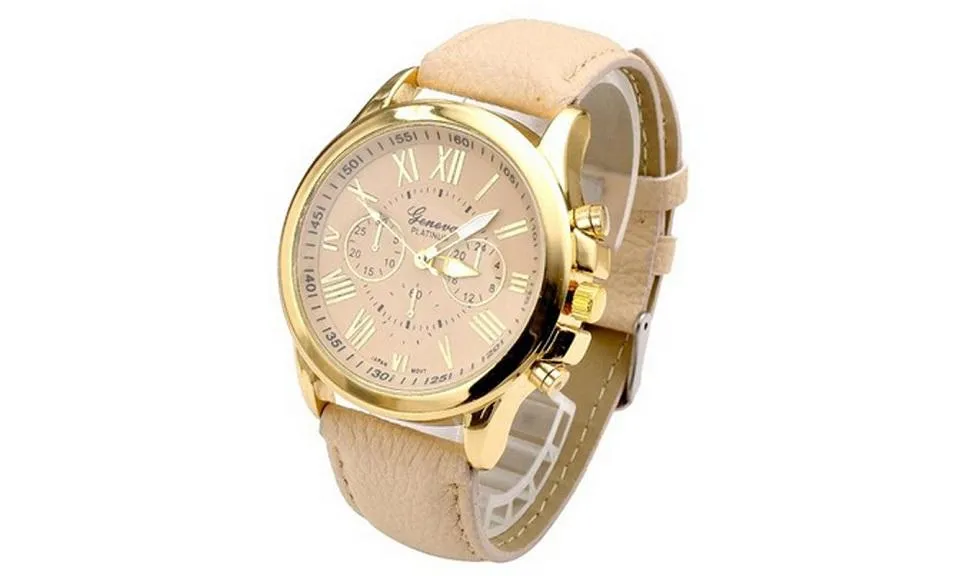 Classic Roman Numerals Faux Leather Wrist Watch For Women