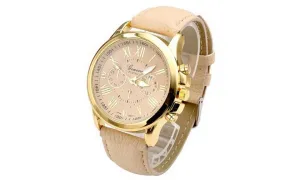 Classic Roman Numerals Faux Leather Wrist Watch For Women