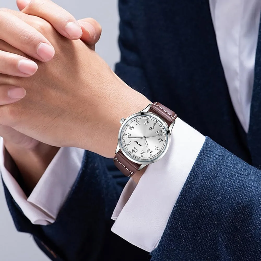 Classic Watches for Men with Calendar Water Resistant Luminous Easy Read Time Arabic Numerals Men Dress Watch