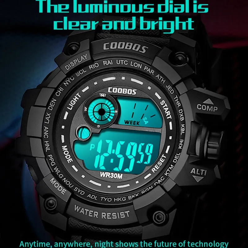 Cool Luminous Men Sport Watch High-end Silicone Strap Military Wrist Watch Led Calendar Waterproof Digital Watch reloj de hombre