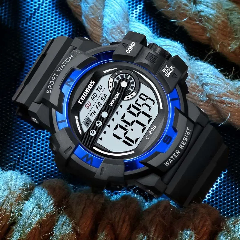 Cool Luminous Men Sport Watch High-end Silicone Strap Military Wrist Watch Led Calendar Waterproof Digital Watch reloj de hombre
