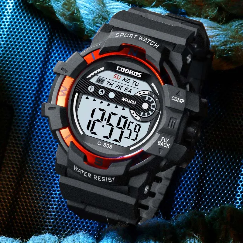 Cool Luminous Men Sport Watch High-end Silicone Strap Military Wrist Watch Led Calendar Waterproof Digital Watch reloj de hombre