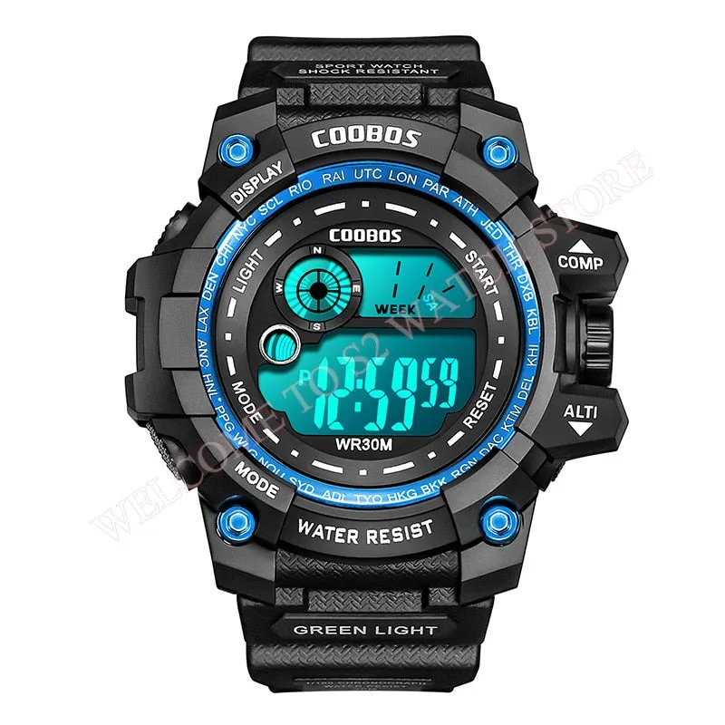 Cool Luminous Men Sport Watch High-end Silicone Strap Military Wrist Watch Led Calendar Waterproof Digital Watch reloj de hombre