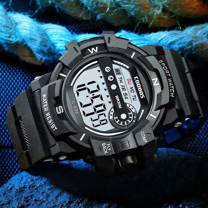 Cool Luminous Men Sport Watch High-end Silicone Strap Military Wrist Watch Led Calendar Waterproof Digital Watch reloj de hombre