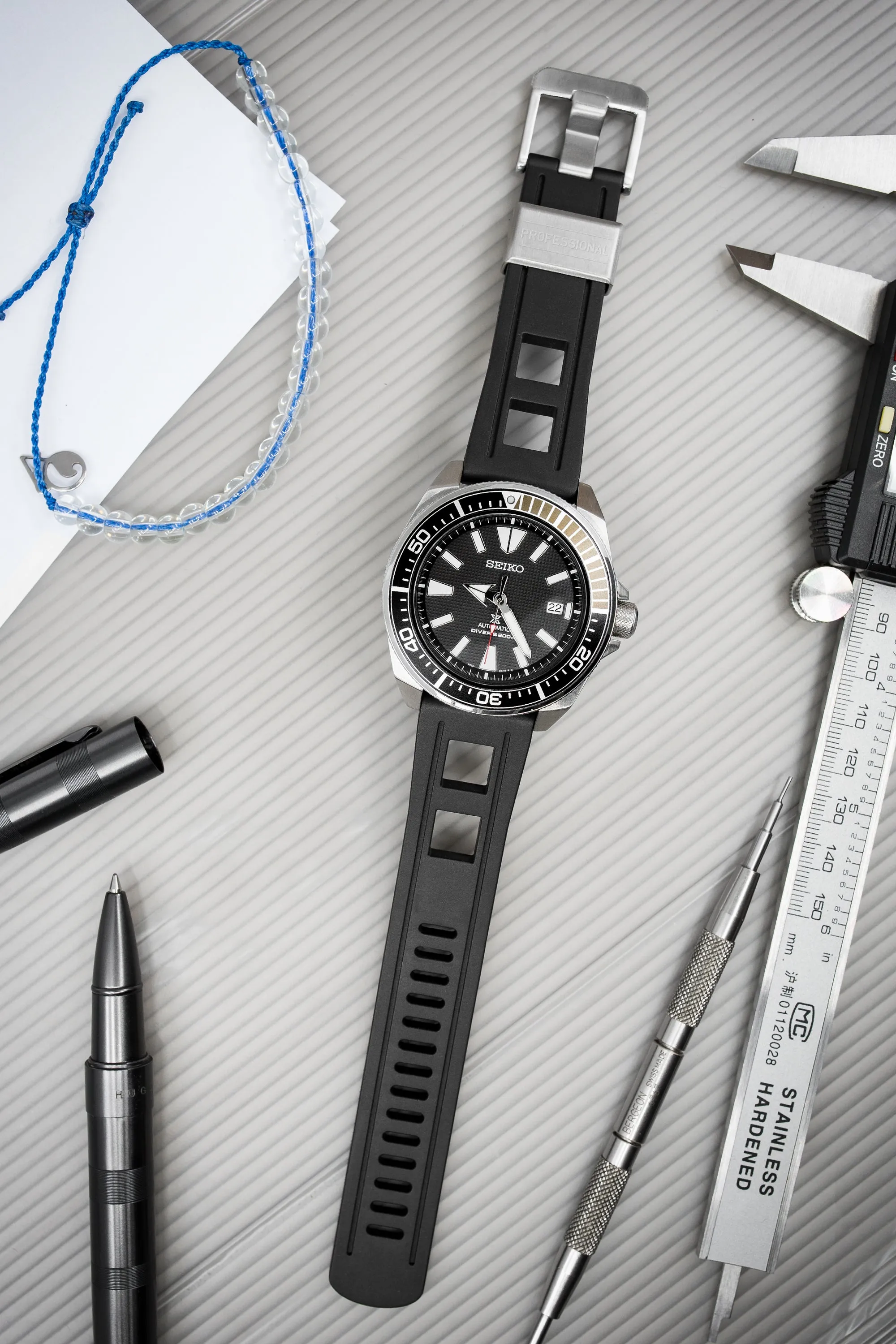 CRAFTER BLUE CB01 Black Rubber Watch Strap