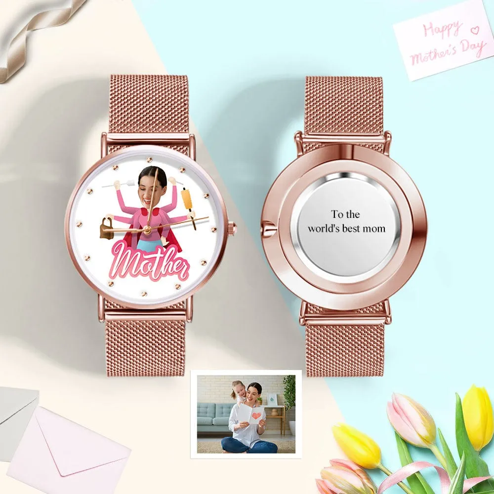 Custom Photo Watch Personalized Super Mom Watch Best Mother's Day Gift