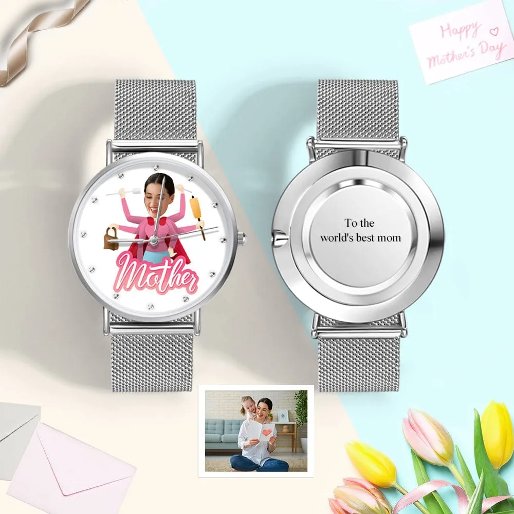 Custom Photo Watch Personalized Super Mom Watch Best Mother's Day Gift