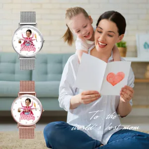 Custom Photo Watch Personalized Super Mom Watch Best Mother's Day Gift