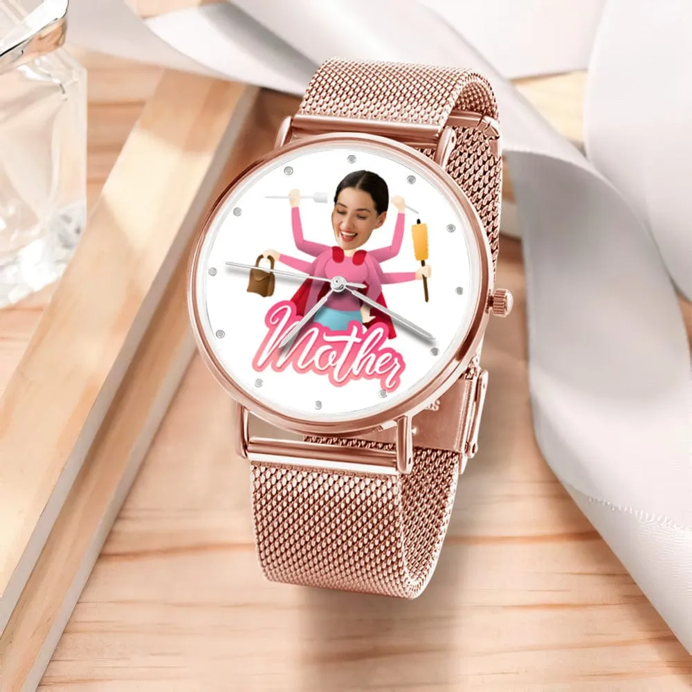 Custom Photo Watch Personalized Super Mom Watch Best Mother's Day Gift