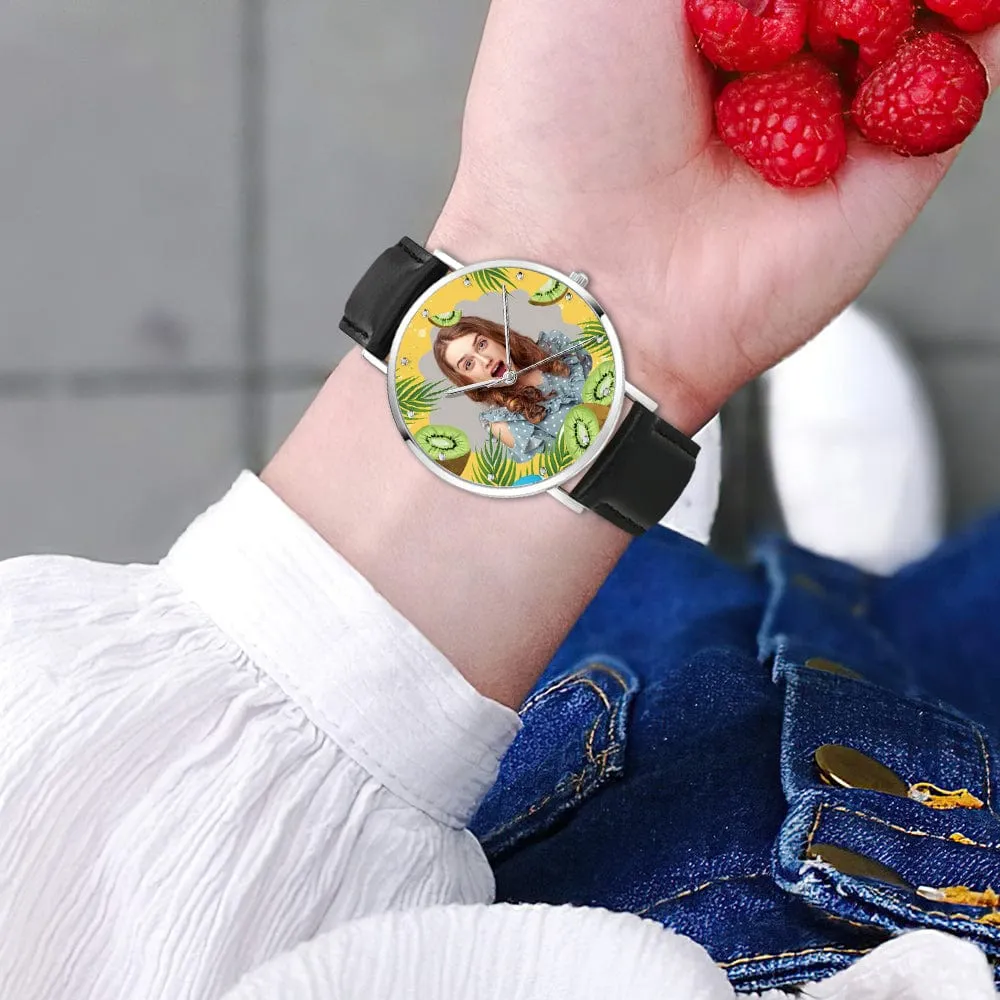 Custom Photo Watch Vivid Watch Kiwi Pattern Watch Gift for Adults