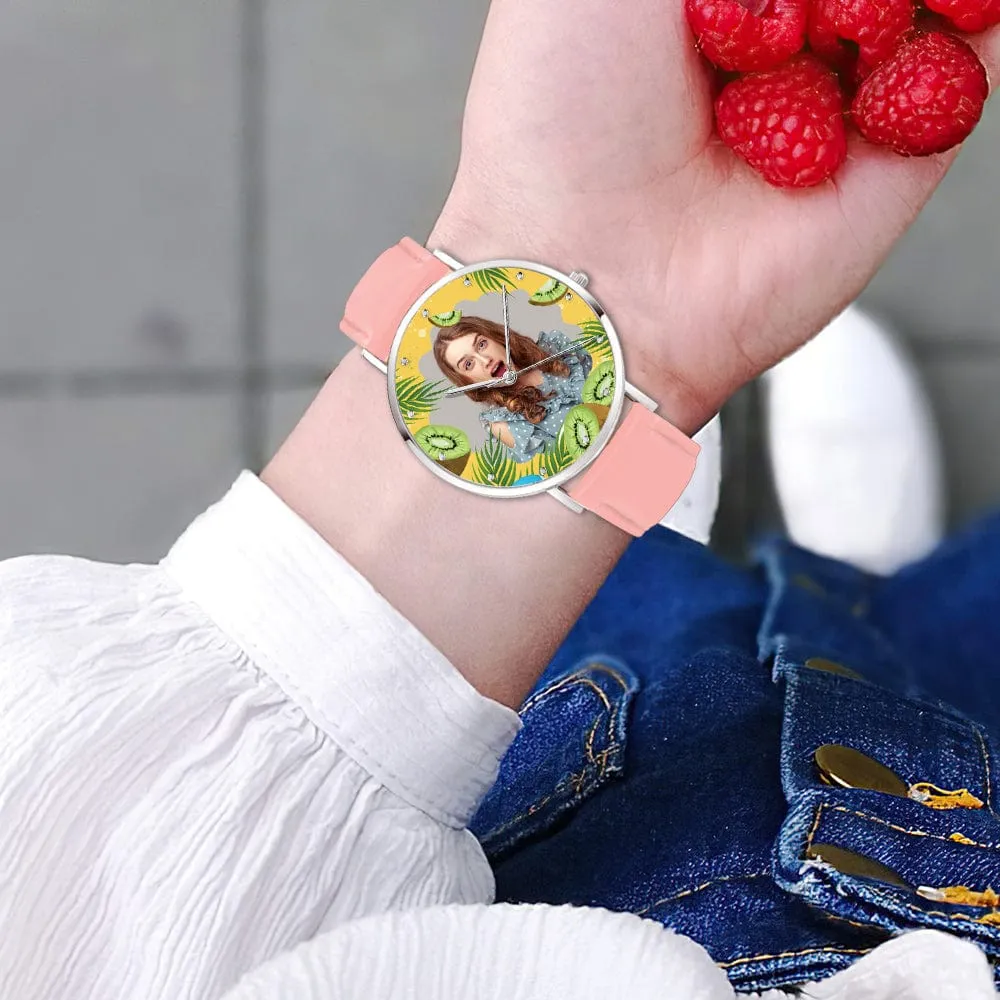 Custom Photo Watch Vivid Watch Kiwi Pattern Watch Gift for Adults