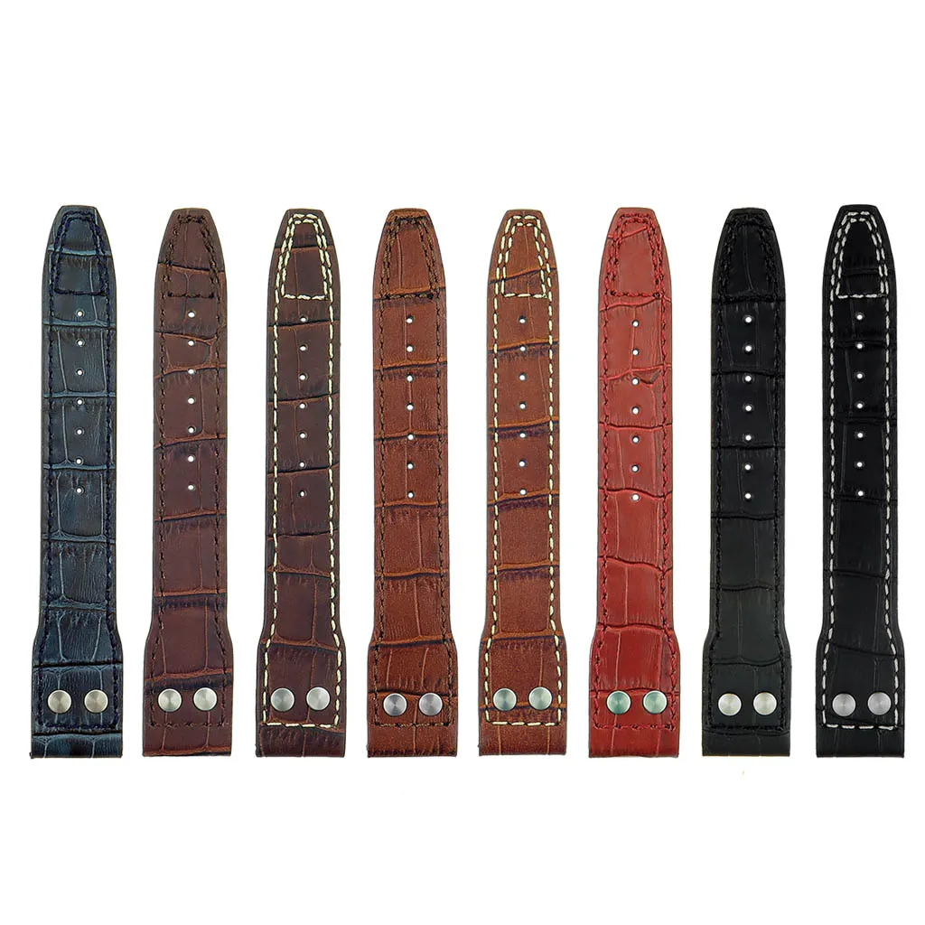DASSARI Aviator Crocodile Embossed Leather Strap with Rivets