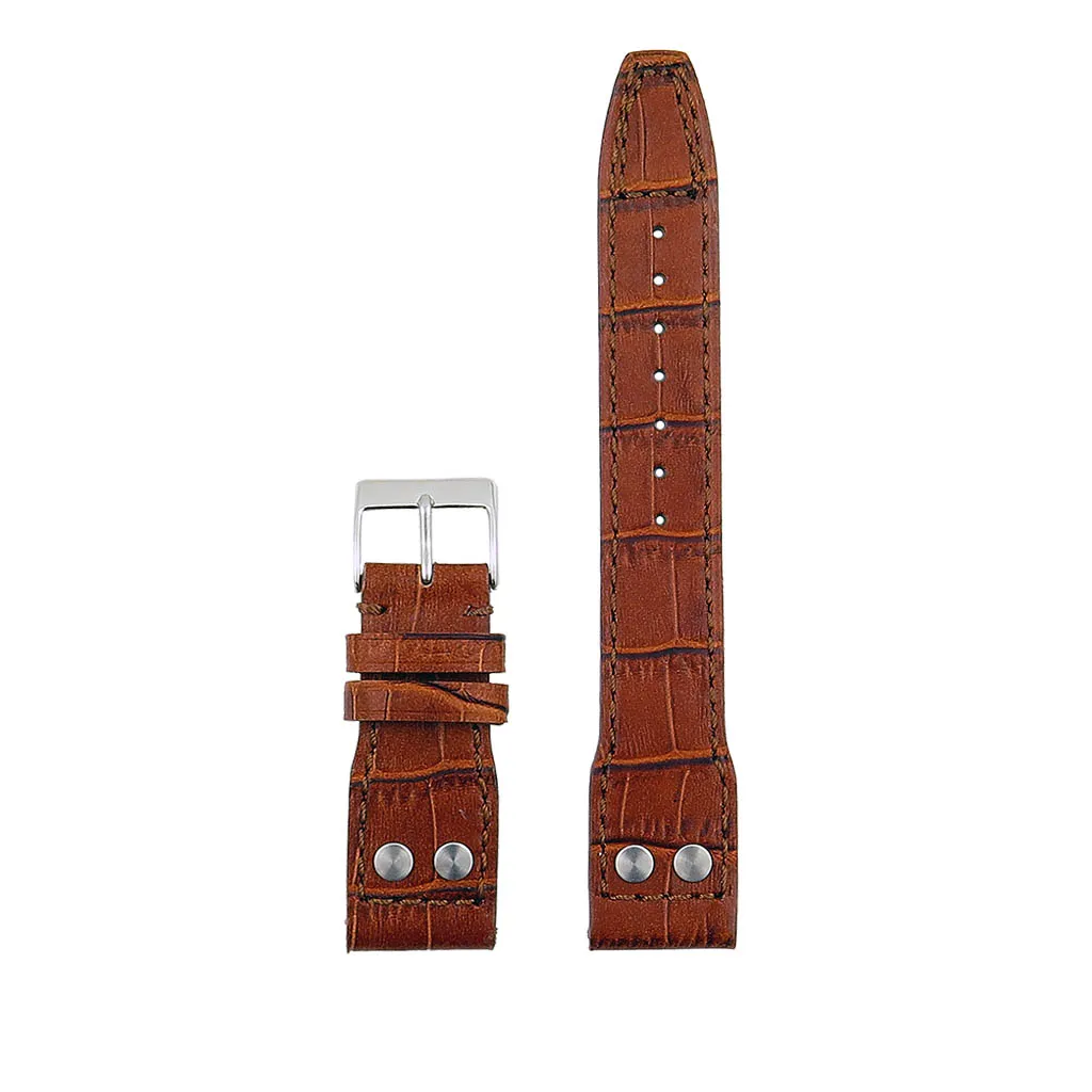 DASSARI Aviator Crocodile Embossed Leather Strap with Rivets