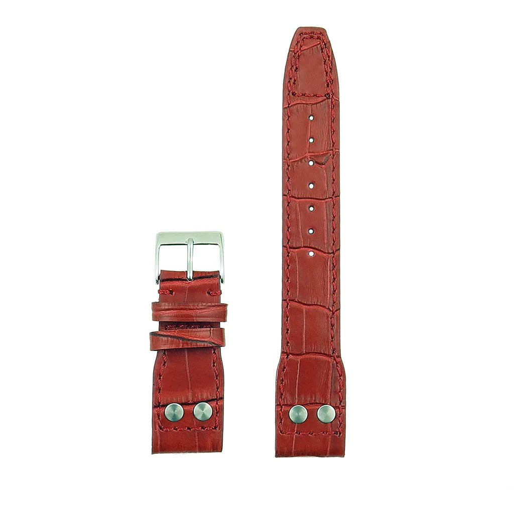 DASSARI Aviator Crocodile Embossed Leather Strap with Rivets