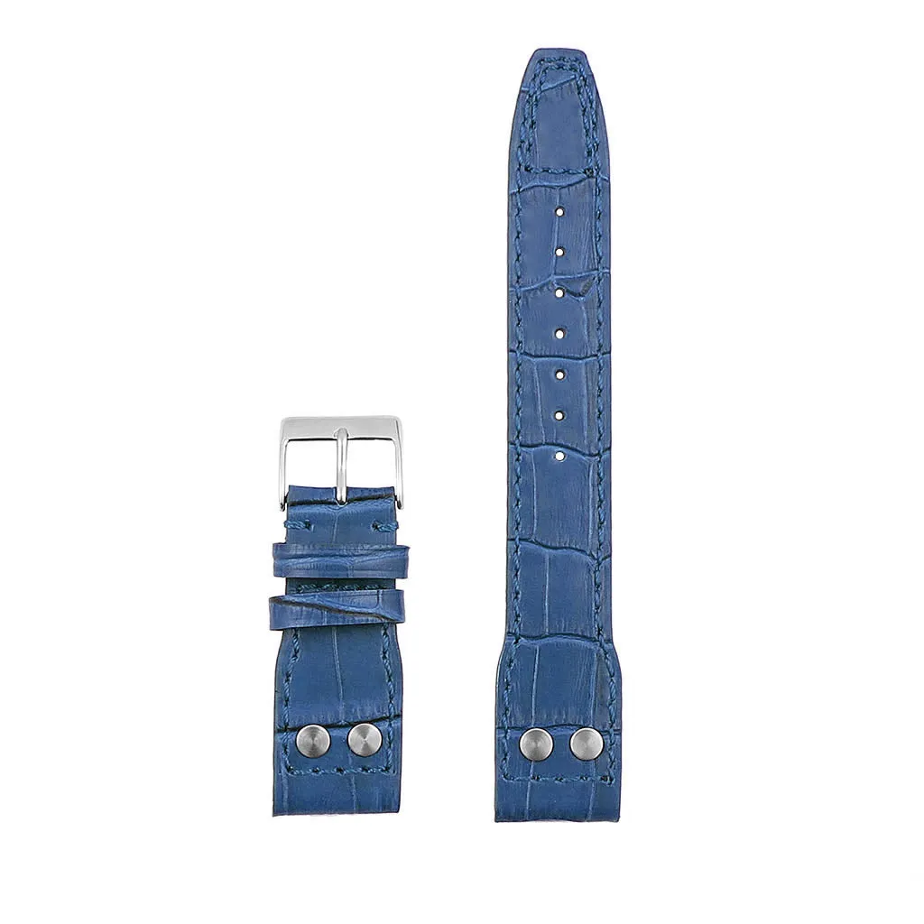 DASSARI Aviator Crocodile Embossed Leather Strap with Rivets