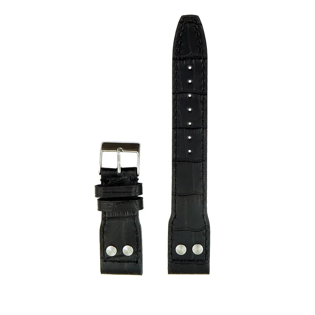 DASSARI Aviator Crocodile Embossed Leather Strap with Rivets