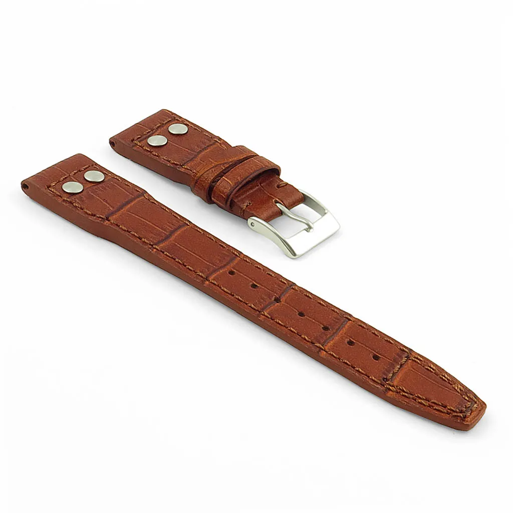 DASSARI Aviator Crocodile Embossed Leather Strap with Rivets