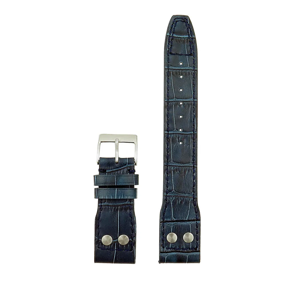DASSARI Aviator Crocodile Embossed Leather Strap with Rivets