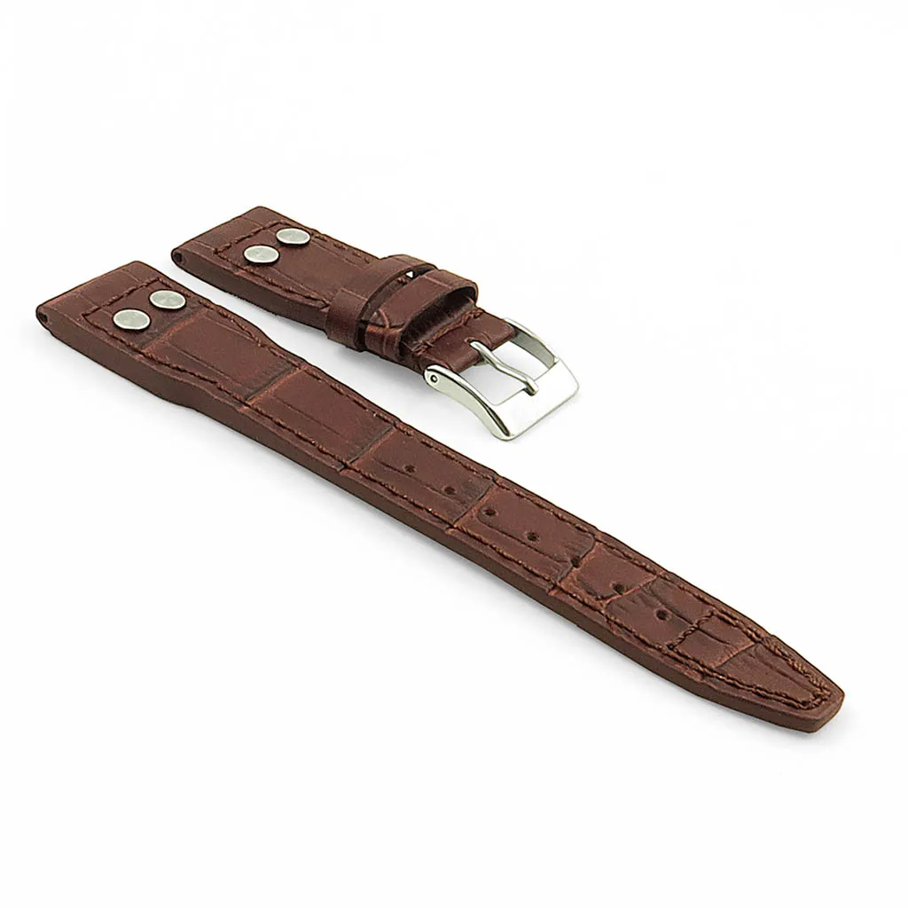 DASSARI Aviator Crocodile Embossed Leather Strap with Rivets