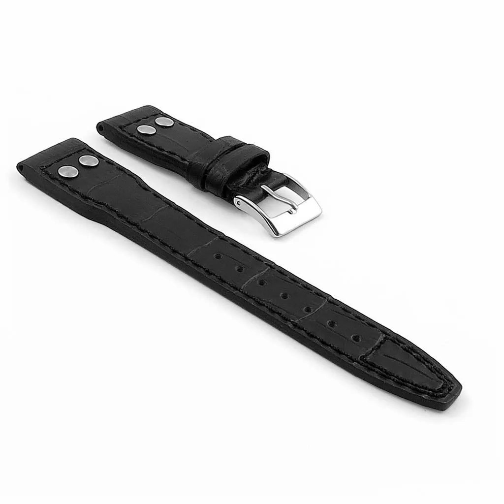 DASSARI Aviator Crocodile Embossed Leather Strap with Rivets