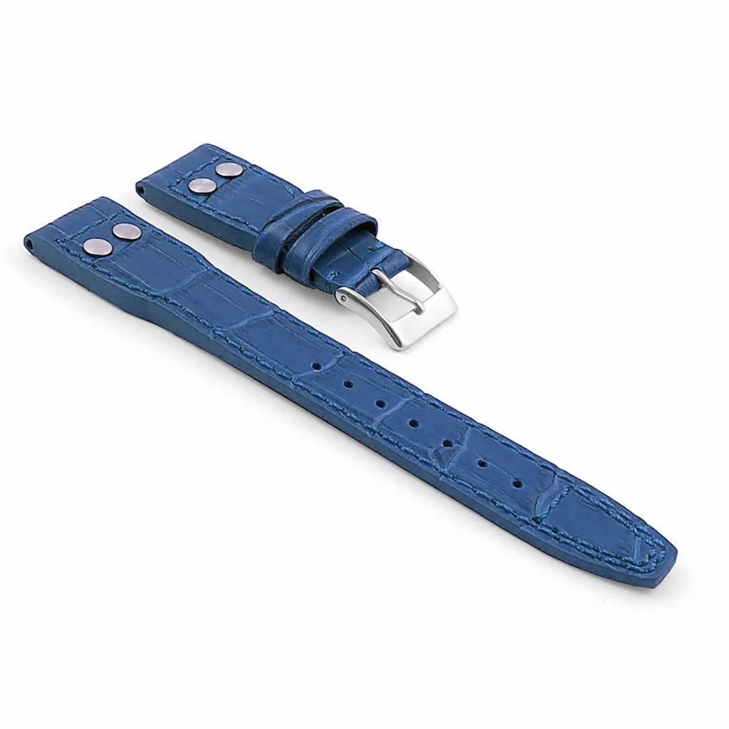 DASSARI Aviator Crocodile Embossed Leather Strap with Rivets
