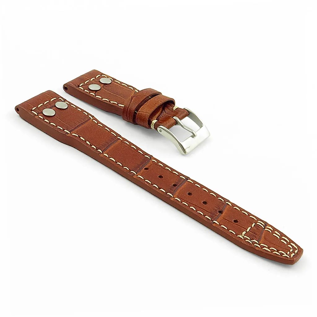 DASSARI Aviator Crocodile Embossed Leather Strap with Rivets