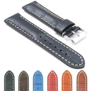 DASSARI Concord Padded Crocodile Embossed Leather Strap