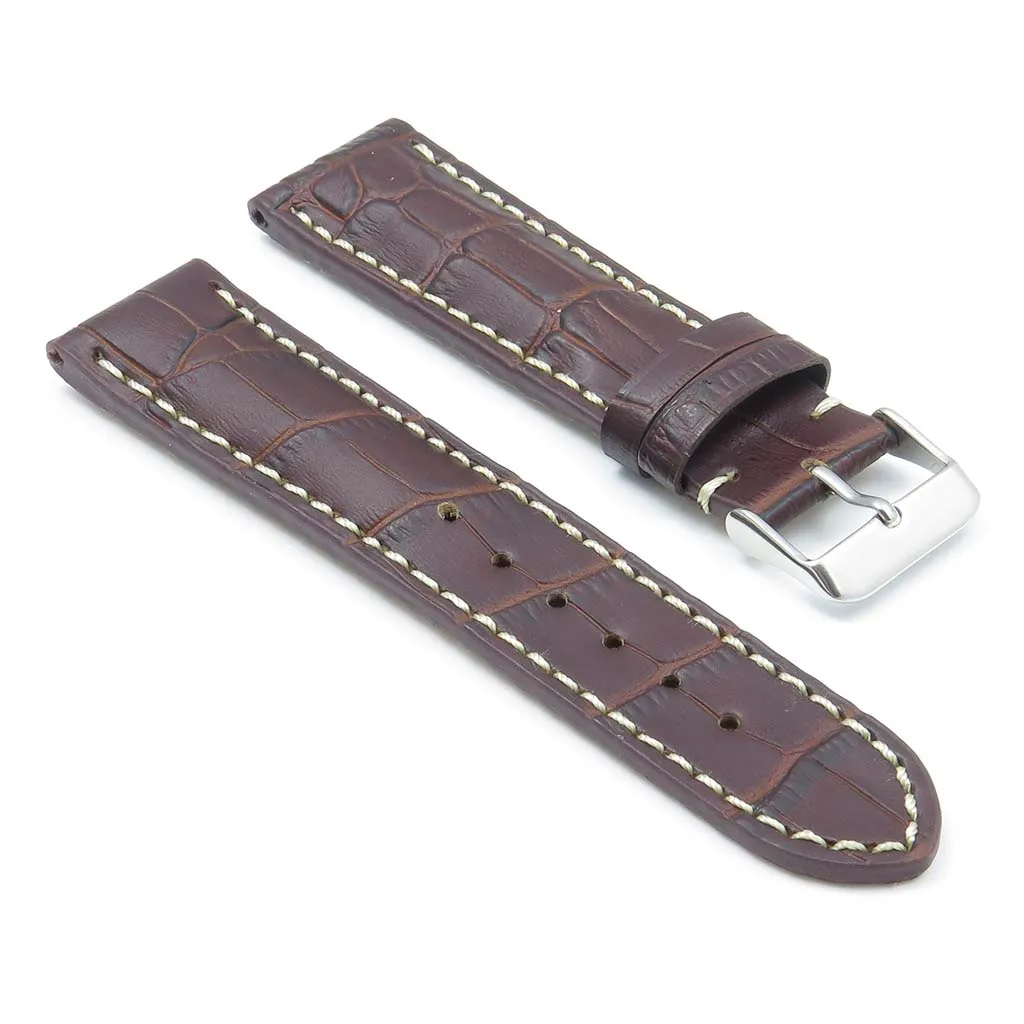 DASSARI Concord Padded Crocodile Embossed Leather Strap