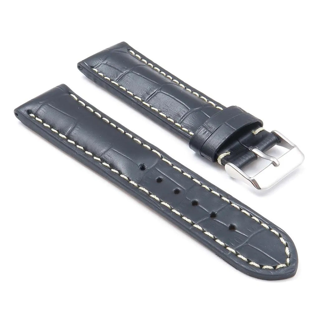DASSARI Concord Padded Crocodile Embossed Leather Strap