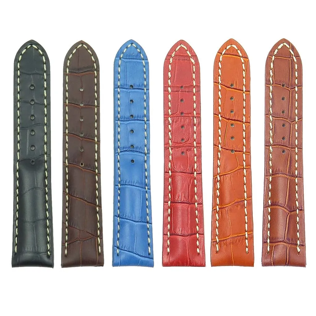 DASSARI Concord Padded Crocodile Embossed Leather Strap